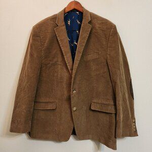 LRL Ralph Lauren Brown Corduroy Sport Coat Jacket Blazer 46R Elbow Patch Dog